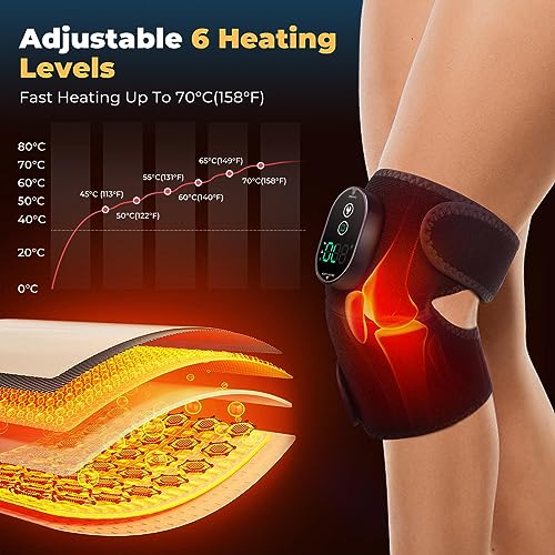 Masajeador calefactable de fisioterapia para rodilla, hombro y codo 3 en 1, calentador inalámbrico recargable para alivio de estrés miniatura 4