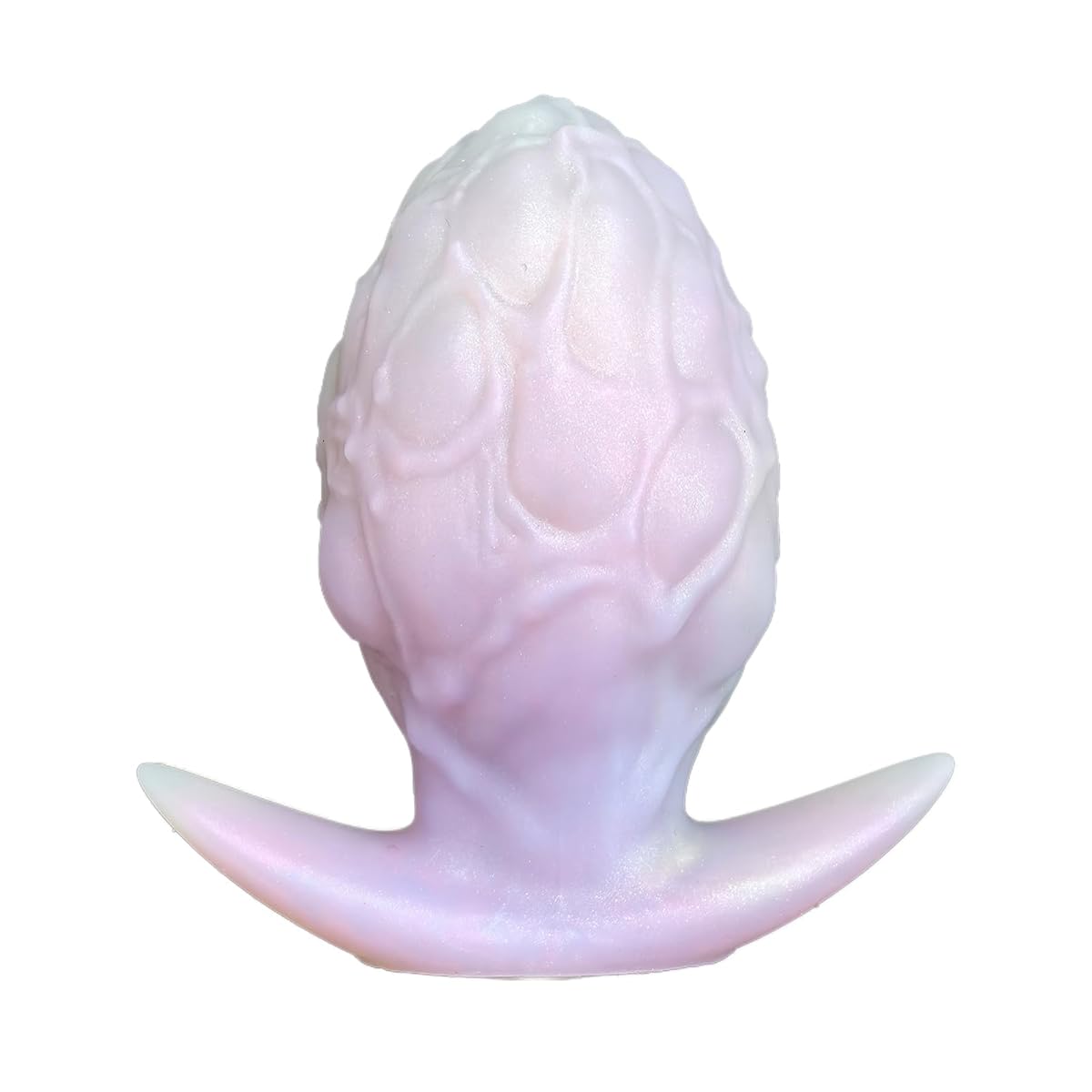 アナルプラグ 凹凸あり アンカー形台座 液体シリコン 真珠色 全三サイズ L:6.8cmX12cm