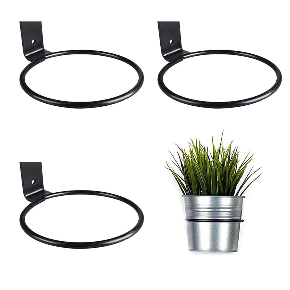 3 piezas Soporte de Pared para Maceteros, Soporte de Pared para Maceta de Metal, Soporte para Macetas de Pared ,Soporte de Pared para Jardinera, Maceta Colgante de Pared, para Balcón, Jardín, Negro