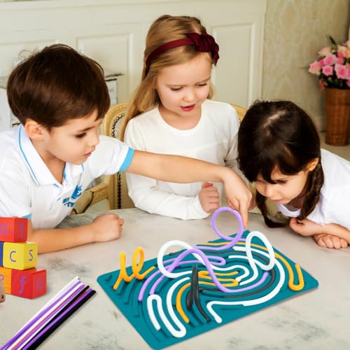 Sensory Activity Board for Kids 3+ & Adults - Fidget Toys, Autism Products, Silicone Calm Down Toy, ADHD Activities for Travel (Dark Green)