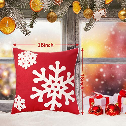 4 Pieces Christmas Snowflake Throw Pillow Cover 18 X 18 Inch, Snowflake Embroidery Decorative Throw Pillow Case Linen Sofa Cushion Cover With Zipper For Bed Sofa Cushion Pillowcases For Kids Bedding #TOP2