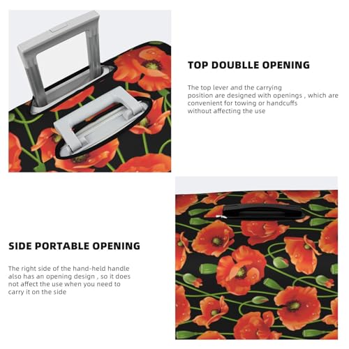 Retro Red Poppy Travel Luggage Cover Elastic Suitcase Protector Washable Baggage Covers For Trunk Case Fits 22-24 Inch Luggage4