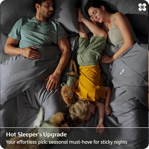 Image of Bedsure Full Size Bed Sheets, Cooling Sheets, Rayon Derived from Bamboo, PureWoven, Breathable & Soft, Deep Pocket Up to 16 Inches, Hotel Luxury Silky Bedding for Hot Sleepers, Charcoal