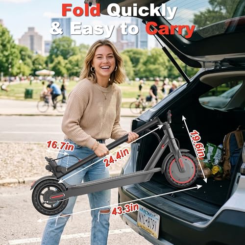 Image of VOLPAM Electric Scooter, 350W /500W /800W /1000W /250W Powerful Motor & 19 /22 / 9 MPH Top Speed, 16-28-10 Miles Long Range, Folding E Scooter Choice
