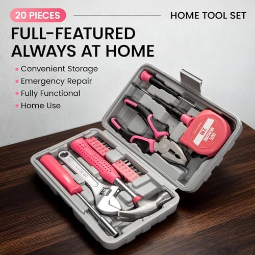 11PCS Household Hand Tools Kit DIY Hand Tool Toolbox Set with Storage Case Including Daily Repair Small Tool for Home Use (Red) - View 4