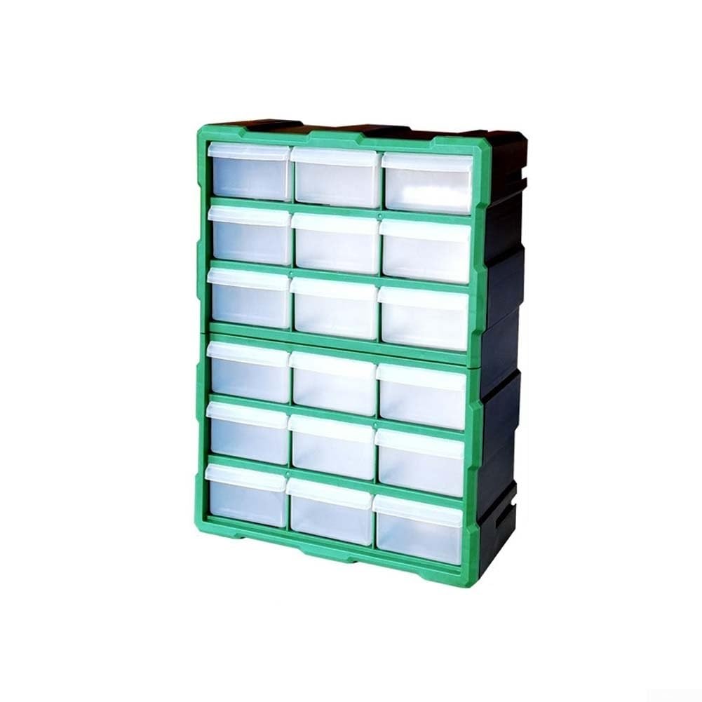 Scatola organizer in plastica resistente con 18 scomparti per piccoli attrezzi e elementi di fissaggio, con coperchio trasparente per una facile visibilità e struttura impilabile per risparmiare