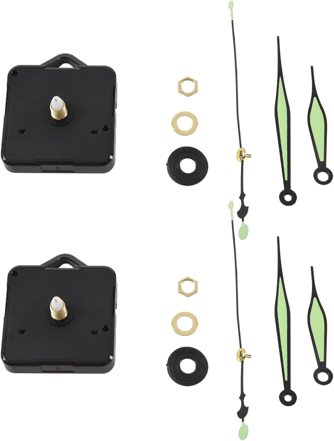 2X Quartz Clock Movement Mechanism DIY Repair Parts + Luminous Hands