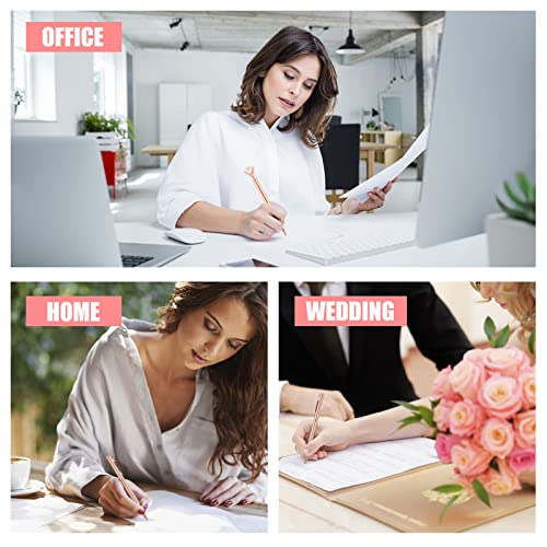 Labuk 10Pcs Rose Gold Ballpoint Pen Set, Liquid Sand Glitter Pen Metal Slim Crystal Diamond Crown Pen, Black Ink For Women Office School Gifts Wedding Party Supplies #TOP2