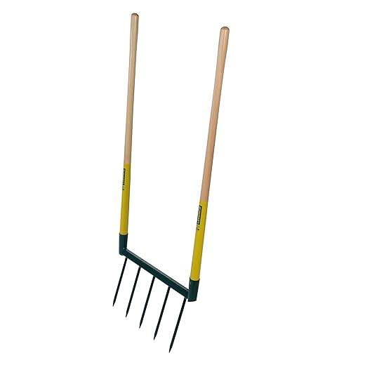 Leborgne, Biogrif Naturovert 5-Tooth Welded Grelinette, Hardened Steel and Wood Garden Tool, Model 320321, Length 40 cm, Ideal for Soil Working and Ecological Gardening