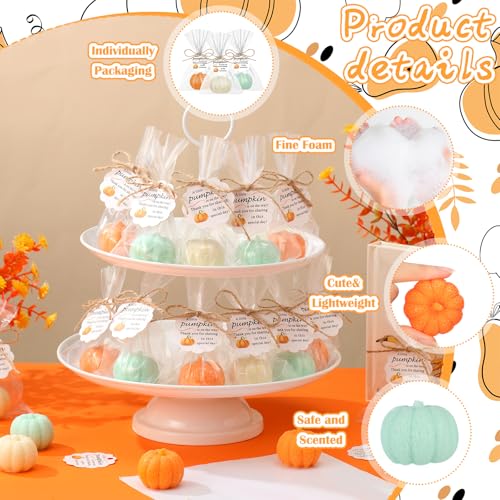demissle 40 fall pumpkin baby shower favors thanksgiving bridal shower soap favors mini pumpkin soap thanks card gift bag with string for guest wedding autumn party decor gifts colorful