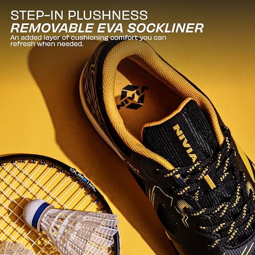 Image of Nivia Super Court 3.0 Badminton Shoes for Men, Duofoam Midsole, Seamless Mesh Upper, Non-Marking Sole, Indoor Court Shoes for Badminton, Volleyball, Squash, Table Tennis, Pickelball