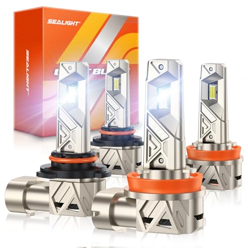 Image of SEALIGHT 9005 H11 Lights Combo, 96,000LM Ultra-1000% Brighter S6-Pro with 2025 4th-Core LED Chips, 6500K hb3 h8 Combo or fog, Up 80,000hrs+ Lifespan, 3 Min Plug and Play,IP68, Pack of 4