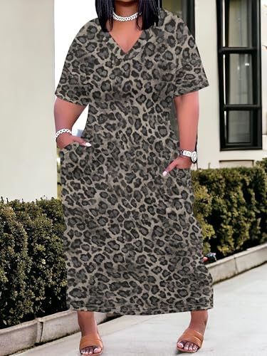 Image of SUZONANA Plus Size Dresses for Curvy Women African Print American Dress Summer Outfits Casual Loose with Pocket