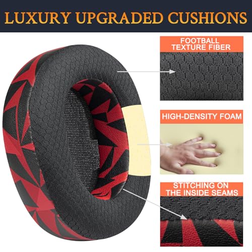 Image of SOULWIT Mesh Fabric Replacement Earpads for Steelseries Arctis Nova Pro Wireless /Arctis Nova Elite Headphones, Ear Pads Cushions with High-Density Noise Isolation Foam, Added Thickness - Red Storm