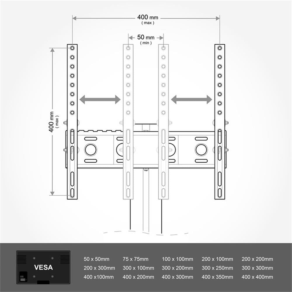 AVF Steel Tilt and Turn TV Mount with 2 AV Shelves for 25" to 47" TV in Black
