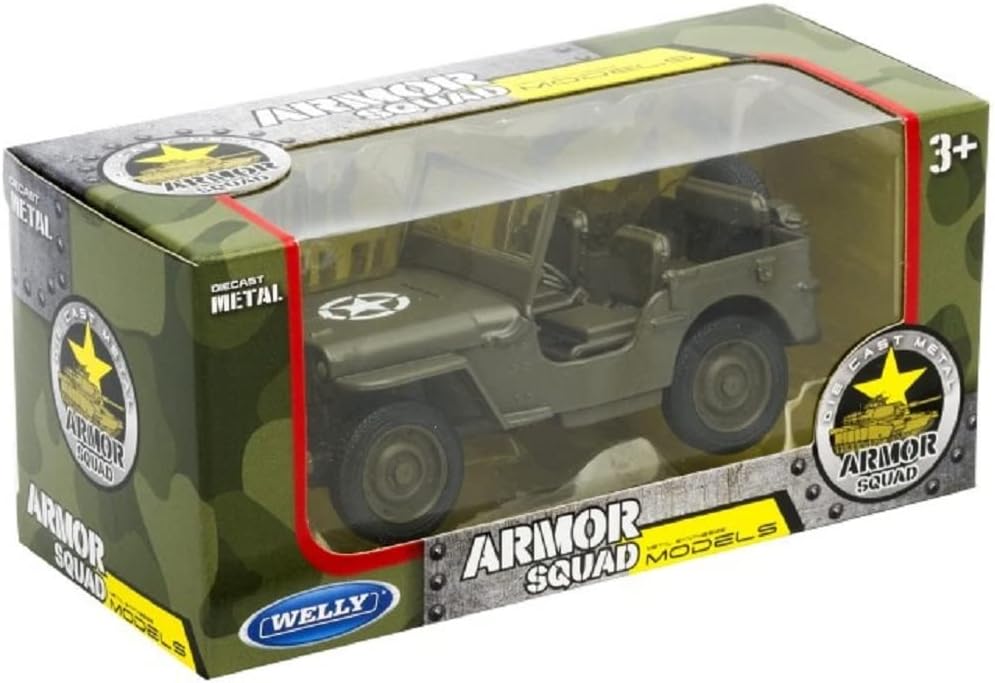 Jeep Willys 1947 Jaune 1/24 - Voiture Miniature Métal Welly, Modèle Collection