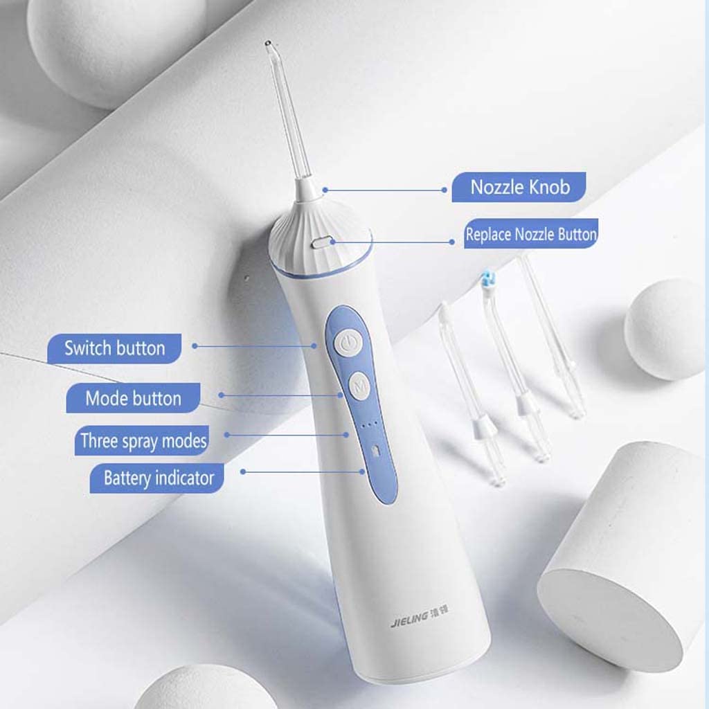 TJH Idropulsore per Denti Irrigatore Dentale Professionale USB Ricaricabile Ipx7 Impermeabile Potente Durata della Batteria Detergente per Denti d'Acqua per casa, Viaggi, Bretelle e Ponti Auto