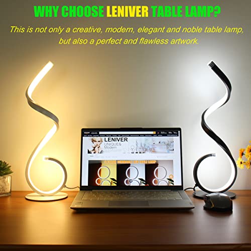 Leniver Spiral Led Table Lamp Set Of 2, 10W 3 Colors Dimmable Modern Bedside Lamp, Unique Nightstand Lamps Desk Lamp Reading Lights For Living Room, Bedroom, Office, Kids Room - Black #TOP7