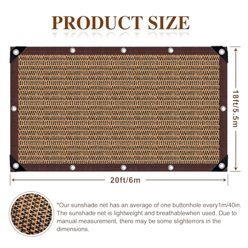 80% Sunblock Shade Cloth Net Resistant - 18x20Ft Garden Shade Mesh for Plant Cover, Greenhouse, Chicken Coop, Kennels, Tomatoes Plants