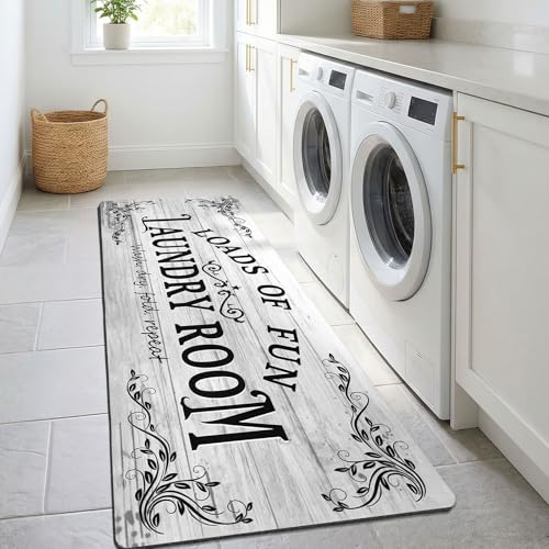 Lansny 24''x72'' Laundry Room Rug Non Slip Waterproof Washable Laundry