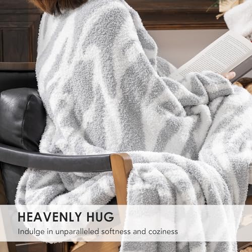 Evergrace Super Soft Zebra Print Knit Throw Blanket For Couch, Cozy Fluffy Plush Fuzzy Microfiber Animal Print Chenille Knitted Blanket And Throws For Bed thumb #2