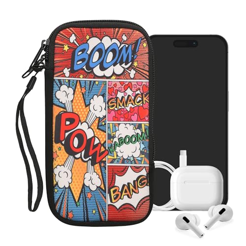 kwmobile Handytasche für Smartphones XXL - 7' - Neopren Handy Tasche Hülle Cover Case Schutzhülle - Comic Symbole Mehrfarbig - 17,7 x 8,5 cm Innenmaße