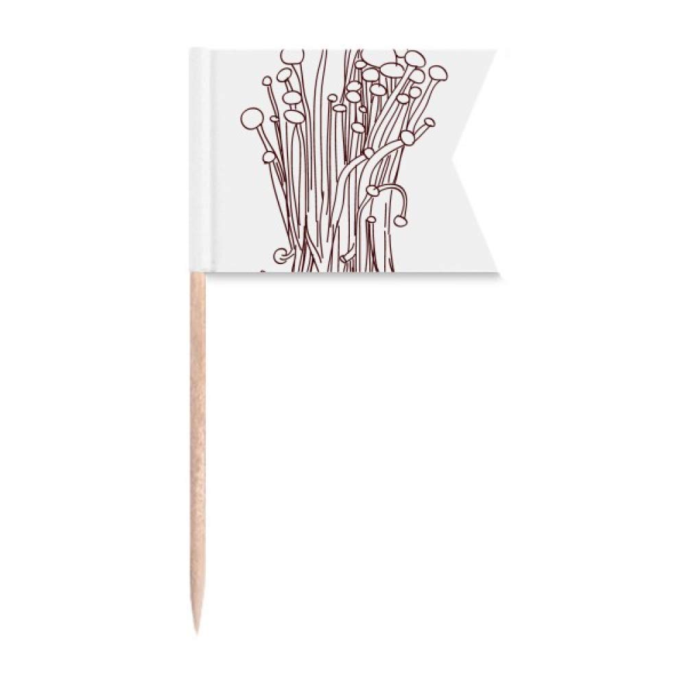 Cure-dents champignon flammulina et drapeaux en papier pour buffet