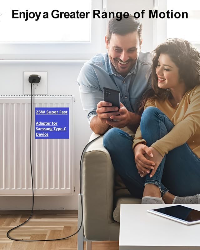 Image of 25Watt Type-C Charger for Cable Compatible for Samsung M15 5G| F15| A15| M34| F34| A34|A14|M14|F14 |A25|A23 |M55 /Galaxy S24 |S23 Fe|S21 Fe - Black