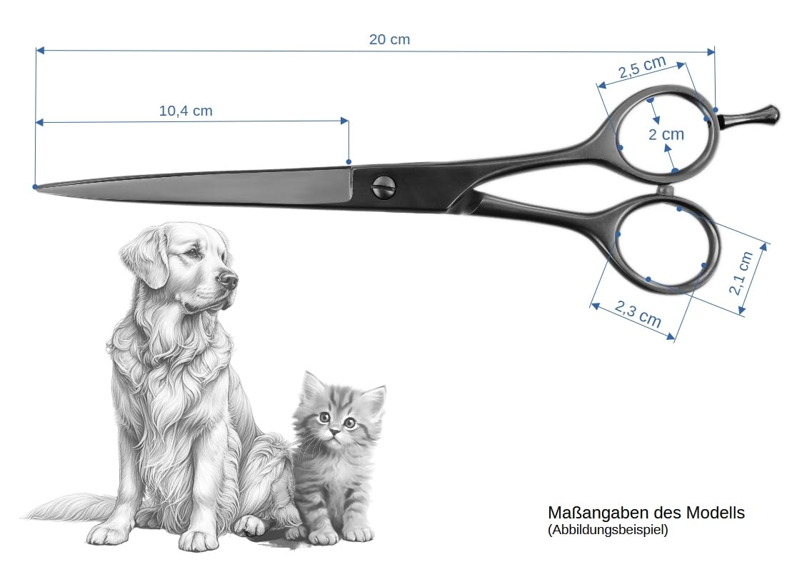 WELTMEISTER SOLINGEN extrem scharfe, ergonomische PROFI Hundeschere Fellschere mit gerader polierter Rasiermesserschneide, einseitiger Microverzahnung, 8 Zoll (20cm) PREMIUM-QUALITÄT Made in Germany
