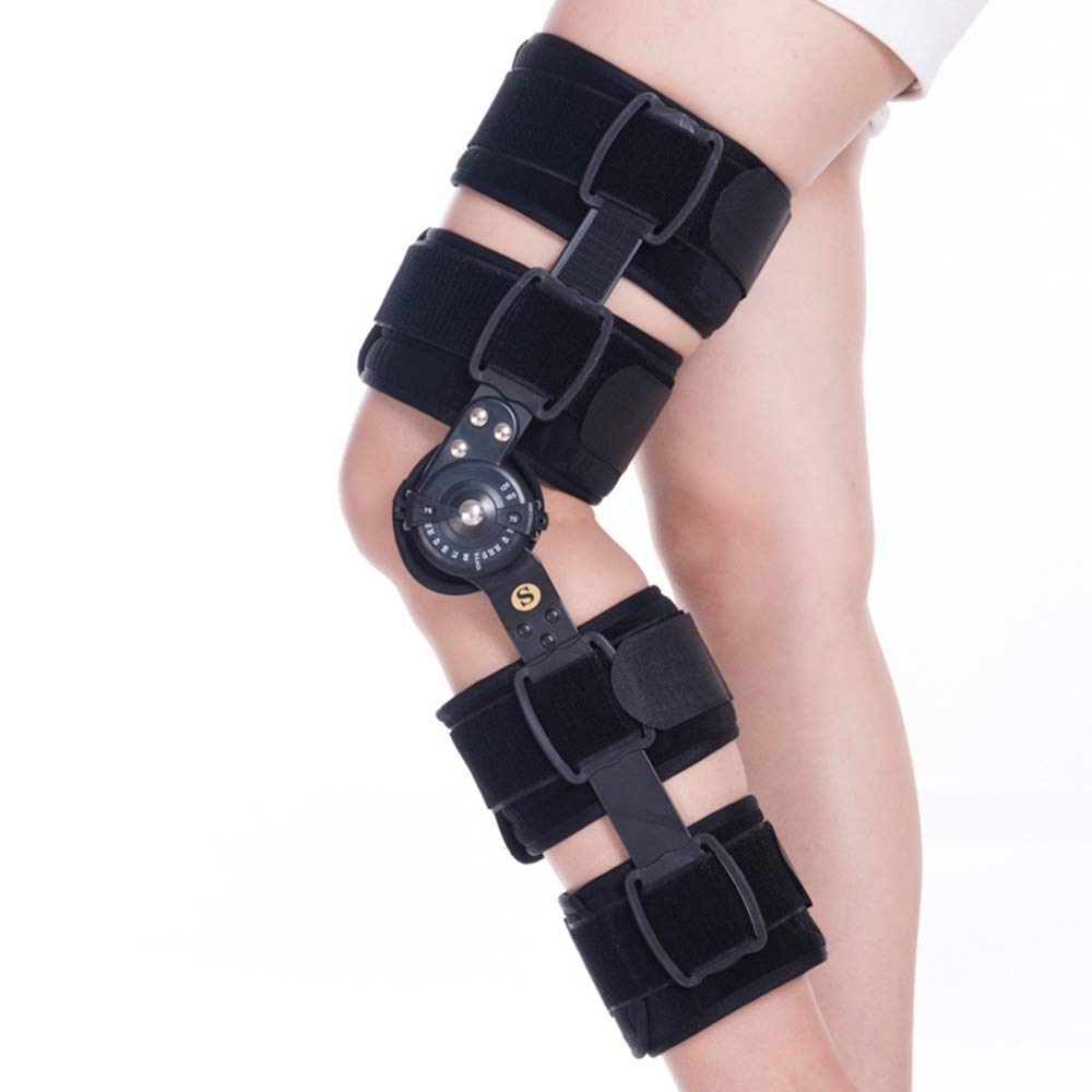 Tutore per Ginocchio Rom Incernierato, Tutore per Ginocchio Op per Stabilizzazione del Recupero, Supporto Ortopedico Regolabile, Stabilizzatore, Staffa di Fissaggio Regol,L