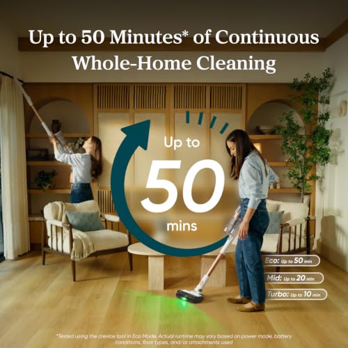 Image of Levoit VortexIQ Cordless Vacuum Cleaner for Pet Hair, 50-Min Runtime | Powerful Suction, NeoSight Green Light Dust Reveal, Anti-Tangle Brush, Self-Standing, 180 Lay-Flat Design, HEPA Filter