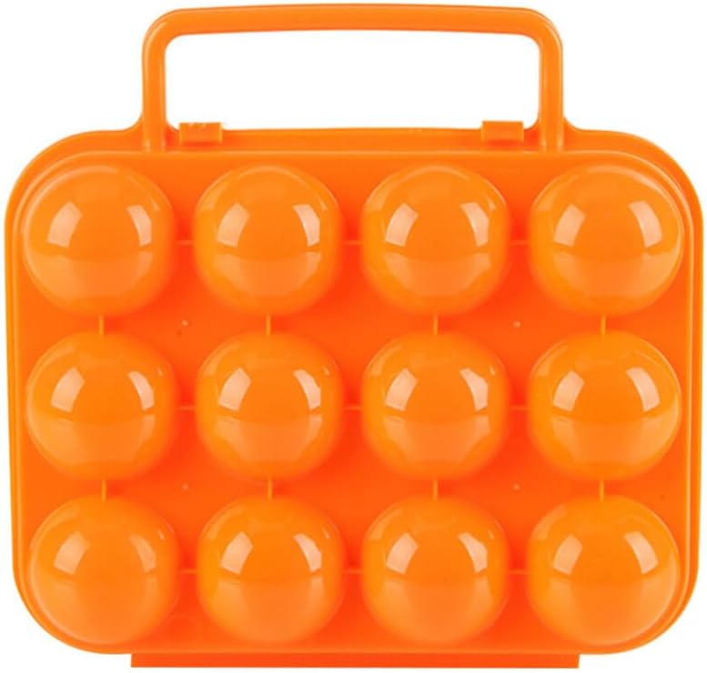 Garneck Egg Carrier, Orange Plastic, Rectangular, Holds 12 Eggs, Portable for Kitchen, Picnic Storage