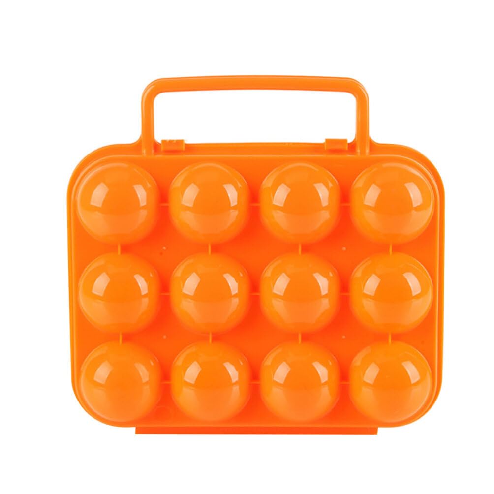 Porta huevos, plástico naranja, rectangular, con capacidad para 12 huevos, portátil para cocina, almacenamiento de picnic