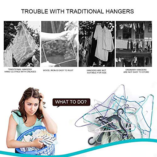 jiankun 6 Pack Portable Folding Clothes Hangers,Drying Rack for Family, Travel,Car and Camp - Thumbnail 3