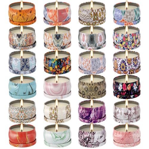 Image of 24-Piece Smokeless Scented Candle Set with 8-Hour Burn Time Each, Ideal for Home Decor,Festival Gifts and Birthdays Gifts- Premium Aromatherapy Candle,2.5oz