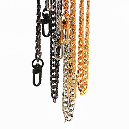 Image of Model Worker DIY Iron Flat Chain Strap Handbag Chains Purse Chain Straps Shoulder Cross Body Replacement Straps with Metal Buckles (47 inch, Silver) | DIY Iron Flat Cross Body Purse Chain Strap Replacement Bag Chain Accessories with Metal Buckle