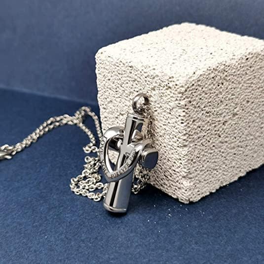 Cremation Cross Urn Necklace for Ashes Love You Forever Dad/Mom/Papa/Son Stainless Steel Urn Pendant Ashes Holder Memorial Jewelry - Image 4
