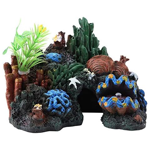 Aquarium Dekoration Aquarium Ornament mit Höhle Bunte Kunstharz Korallenriff Höhle View Dekor Versteckt Höhlen Aquarium Dekoration Cover