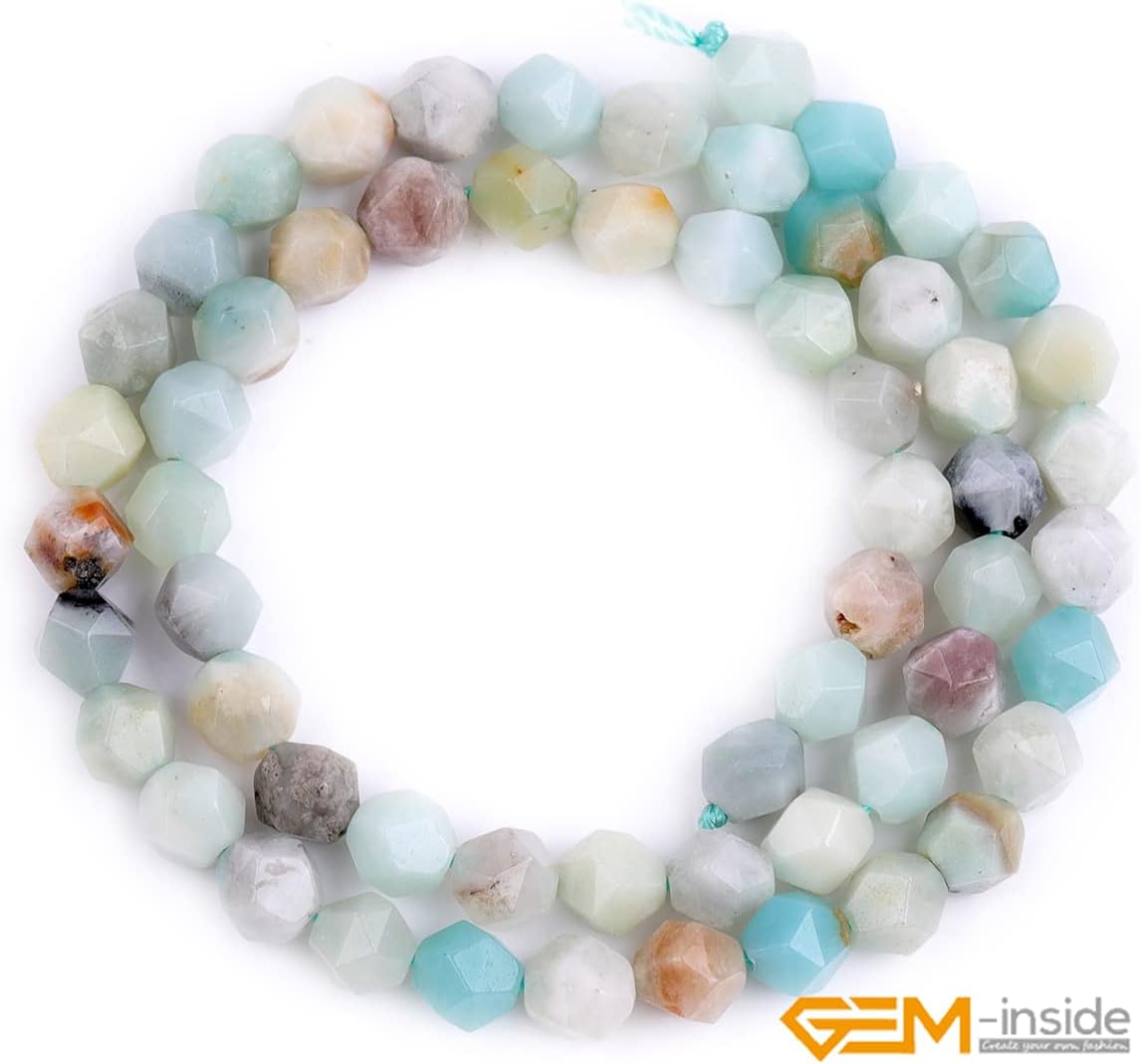GEM-Inside Amazonite Gemstone Loose Beads Natural 6mm Faceted Cambay Stone Power for Jewelry Making 15" - Image 2