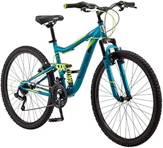 Mongoose Status 2.2 Womens Mountain Bike, 26-Inch Wheels, 21-Speed Shifters, Aluminum Frame, Dual Suspension, Teal