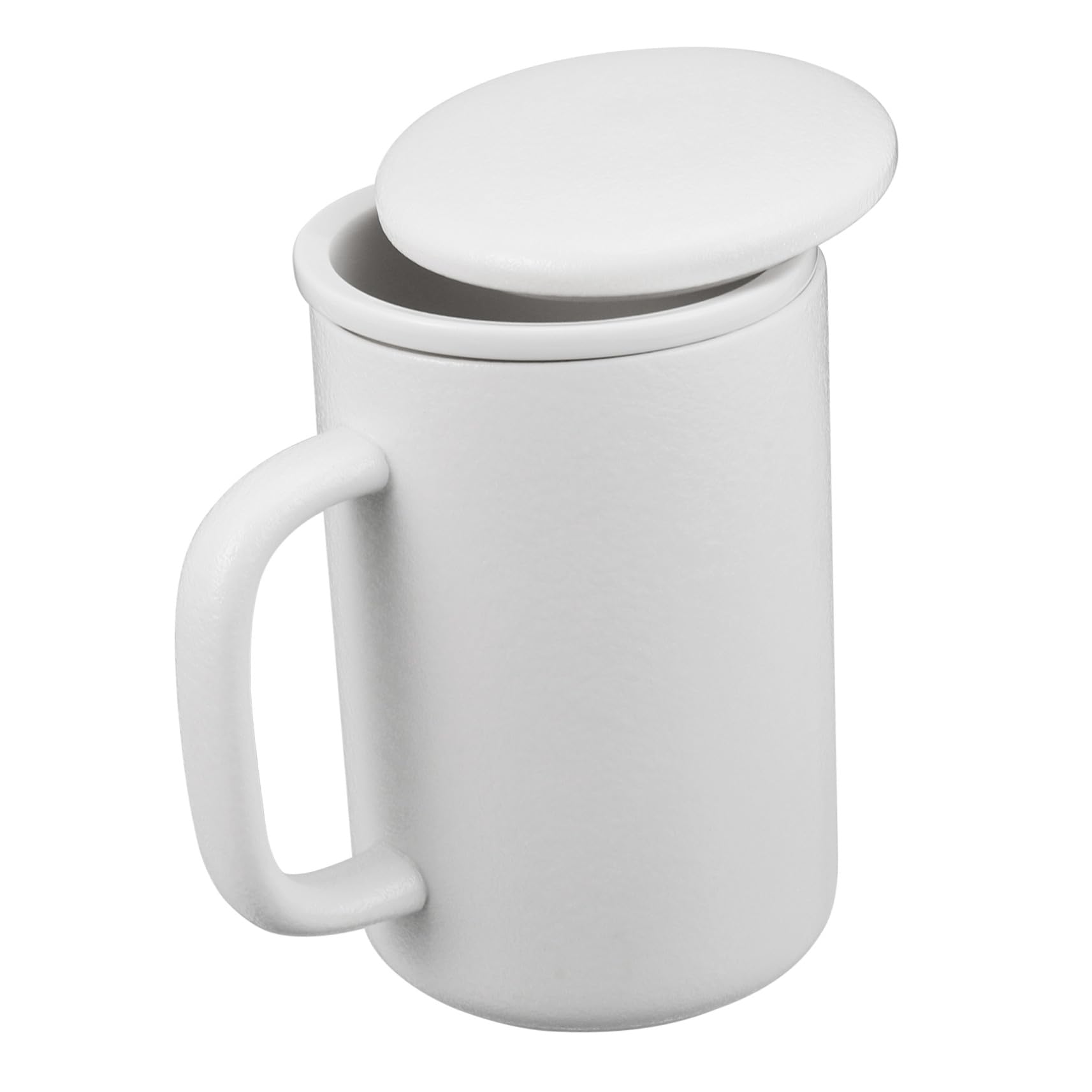 ERINGOGO Keramik Teebecher 400ml mit Teefilter und Deckel, Weiß