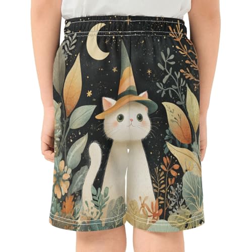 DOMIKING Cat Plants Black Kids Shorts Pull-on Boys Shorts with Elastic Waist Casual Athletic Pants for Outdoor Playwear3