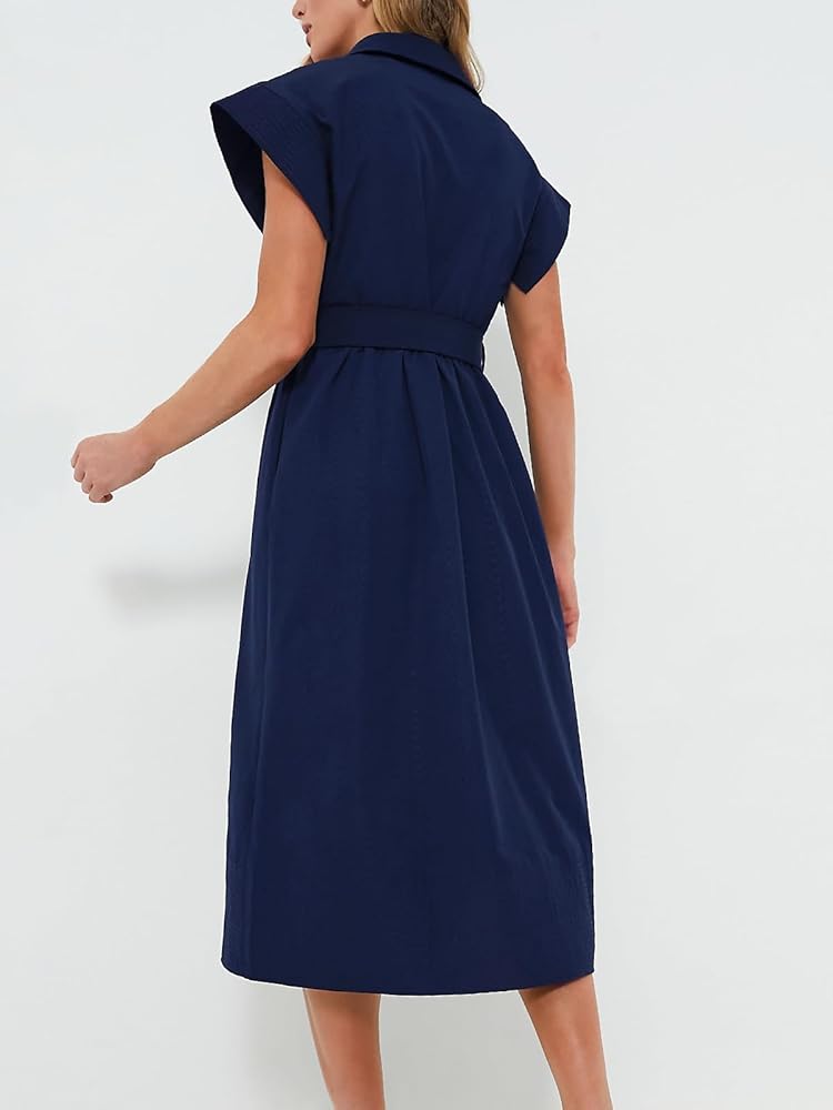 Amazon.com: Jenkoon Women's Turn Down Collar Shirt Dress with Belt