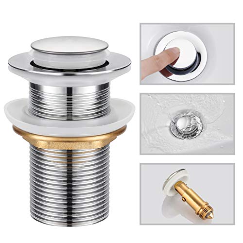 Preisvergleich Produktbild WOOHSE Universal Ablaufgarnitur Waschbecken, Pop-Up Click Clack Waschbeckenstöpsel, Ablaufventil Ohne Überlauf, Abflussgarnitur Stöpsel aus Messing Edelstahl für Waschtisch, Gewinde 1 1 / 4"