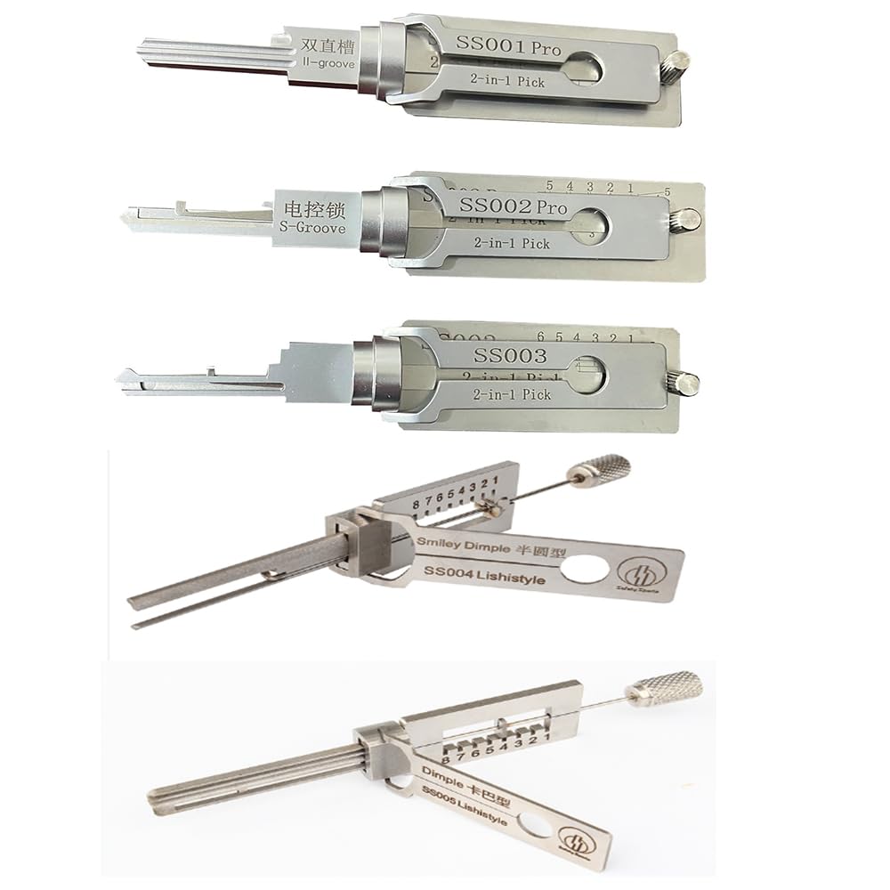 RLOKK 5-PIECE SS001 SS002 SS003 SS004 SS005 Lock Pick and Decoder Tool for Civil Door Lock, Professional Locksmith Tools, Fast Opener