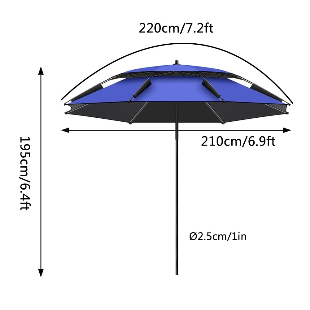 Parasol plażowy odporny na wiatr, 200/220 cm, z ochroną UV, parasol ogrodowy z torbą transportową, do wędkowania na świeżym powietrzu, biwakowania i pikników