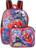 Spiderman Boys 16 Inch Backpack With Removable Matching Lunch Box Set (Red-Blue)