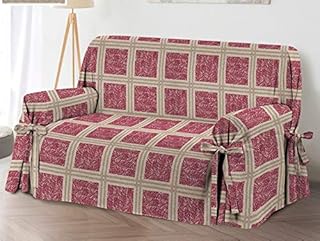 HomeLife - Cotton Sofa Cover for Armchairs Geometric Herringbone Pattern Made in Italy Settee and Love seat Protector From Dust, Dirt, Stains, Dog and Cat Hair - Machine Washable (Armchair, Cream)