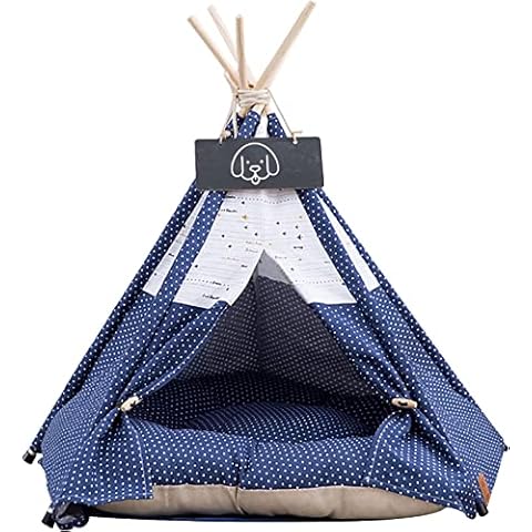 Pet Teepee Dog & Cat Bed with Cushion- Portable Luxery Pet Tents & Houses with Cushion & Blackboard (Airplane) Cover