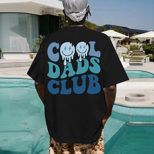 Dad Shirt Cool Dads Club Tshirt for Men Oversized Daddy T-Shirts Funny Letter Graphic Printed Tees Father's Day Tops3